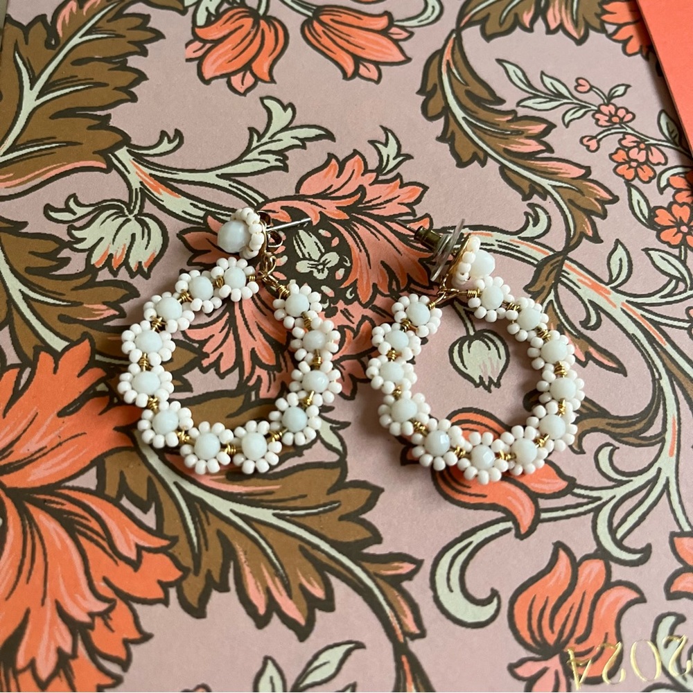 White beaded earrings
